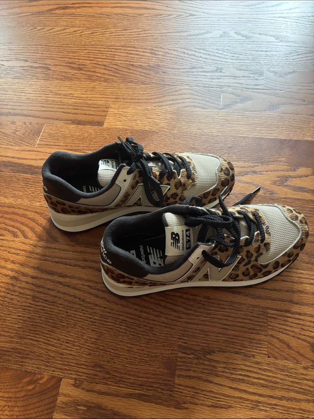 New Balance Women’s ' 574 Leopard Print Sneakers - Brown/Black - Picture 6 of 7